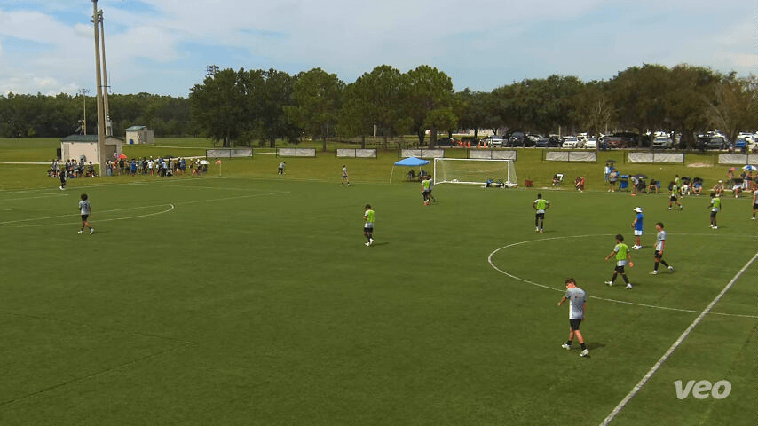 Youth soccer match clip showing defensive positioning